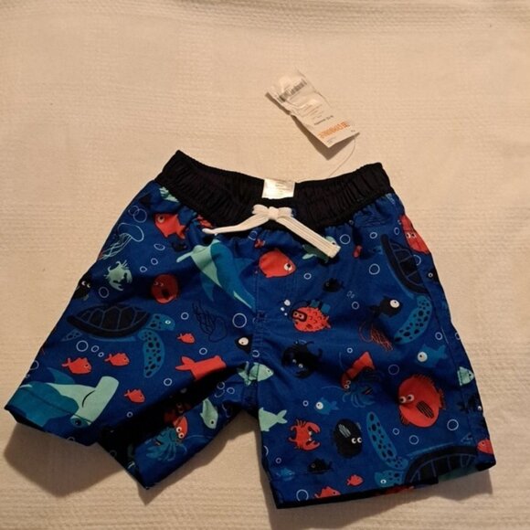 Gymboree boys fish design swim shorts size 6-12 months - Picture 1 of 4